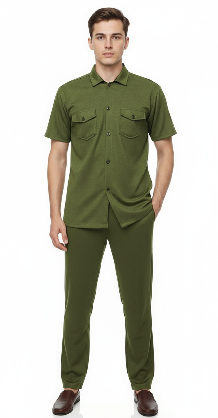 Men’s Safari Suit – Green Elvo By KA