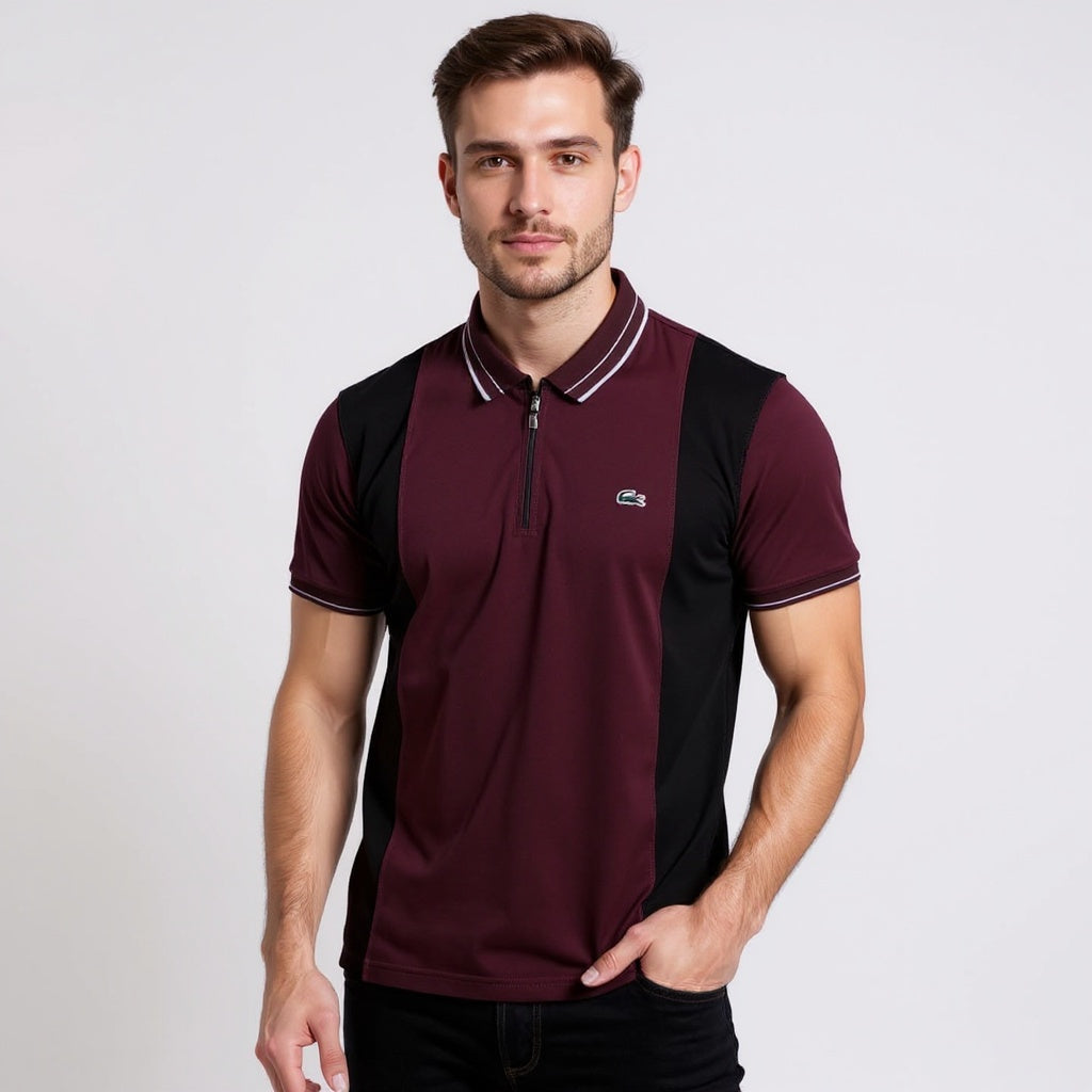 Maroon Black Polo – Trendy Men’s Wear Elvo By KA