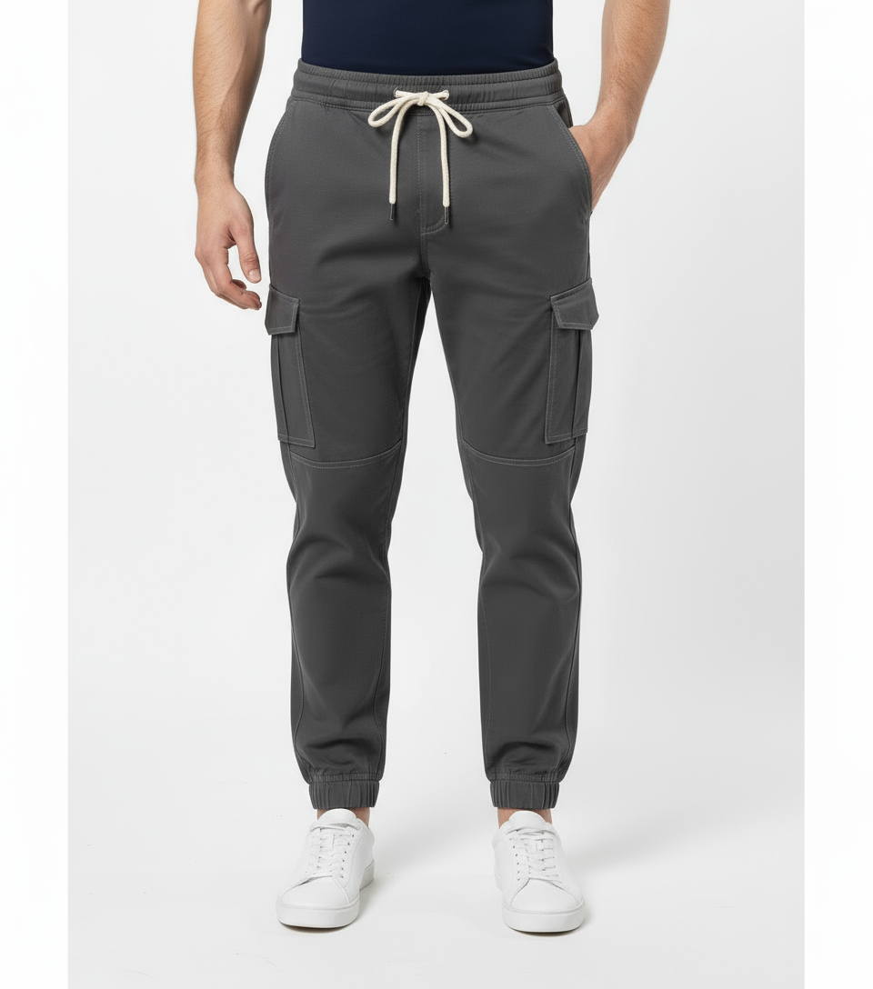 Men’s Grey Cotton Cargo Trouser Elvo By KA
