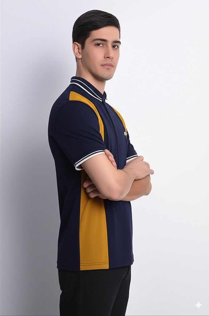 Navy Mustard Polo – Trendy Men’s Wear Elvo By KA