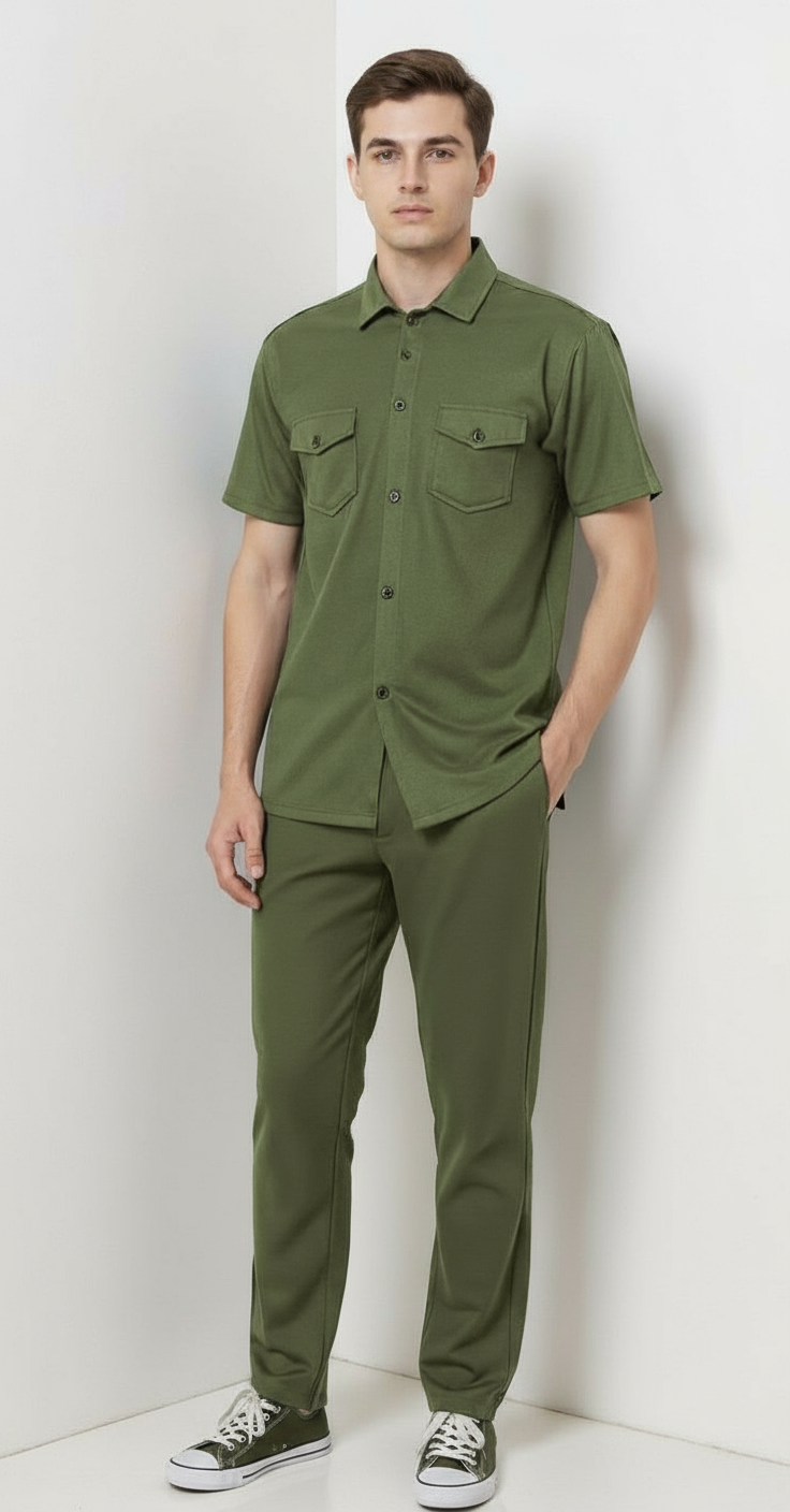 Men’s Safari Suit – Green Elvo By KA