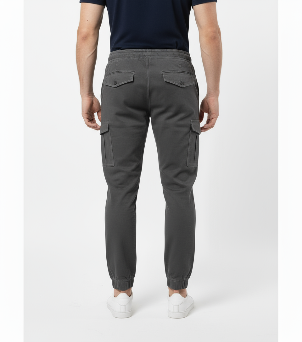 Men’s Grey Cotton Cargo Trouser Elvo By KA