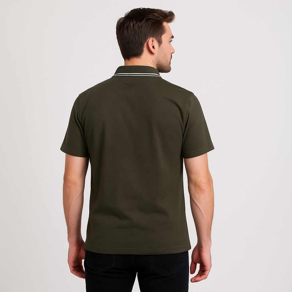Green White Zipper Polo Shirt – Premium Men’s Wear Elvo By KA
