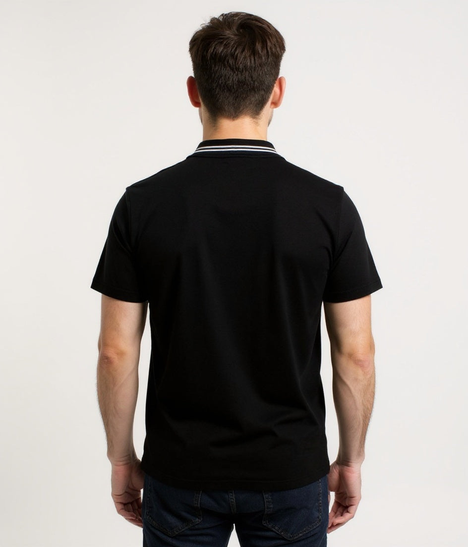 Black White Zipper Polo Shirt – Premium Men's Wear Elvo By KA