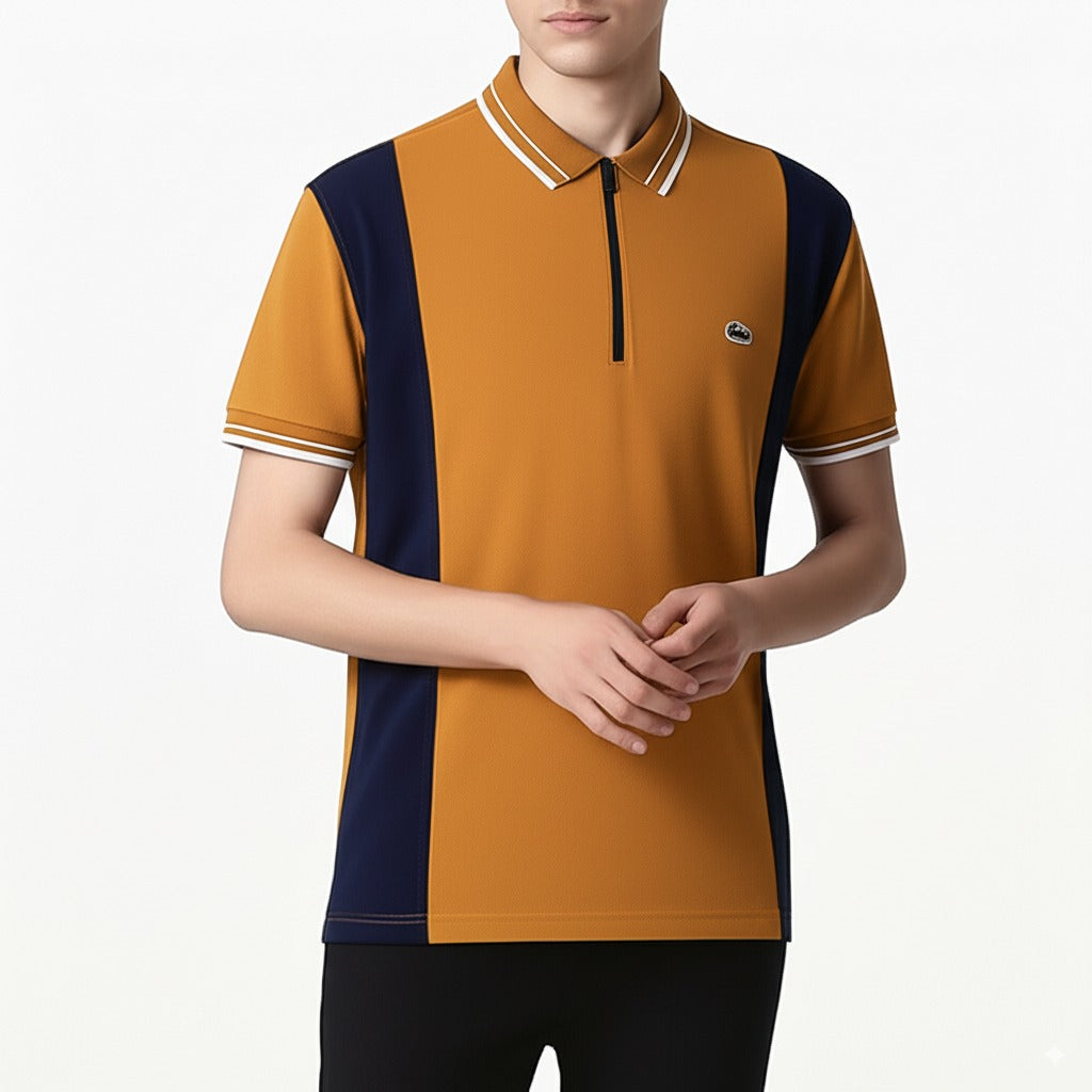 Mustard Navy Polo – Stylish Men’s Wear Elvo By KA