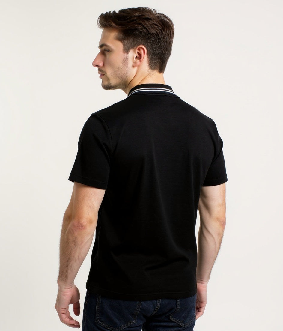 Black White Zipper Polo Shirt – Premium Men's Wear Elvo By KA