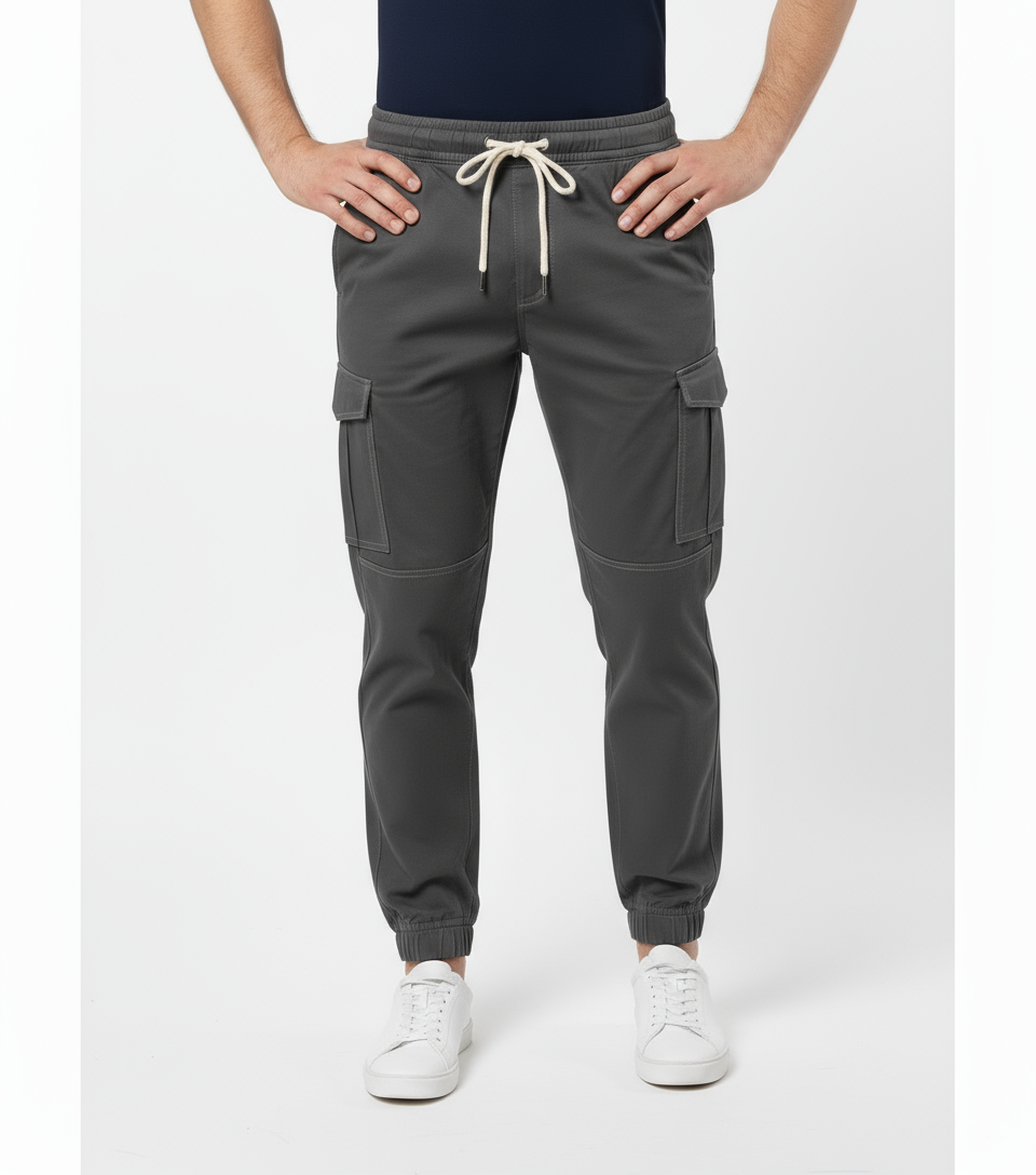 Men’s Grey Cotton Cargo Trouser Elvo By KA