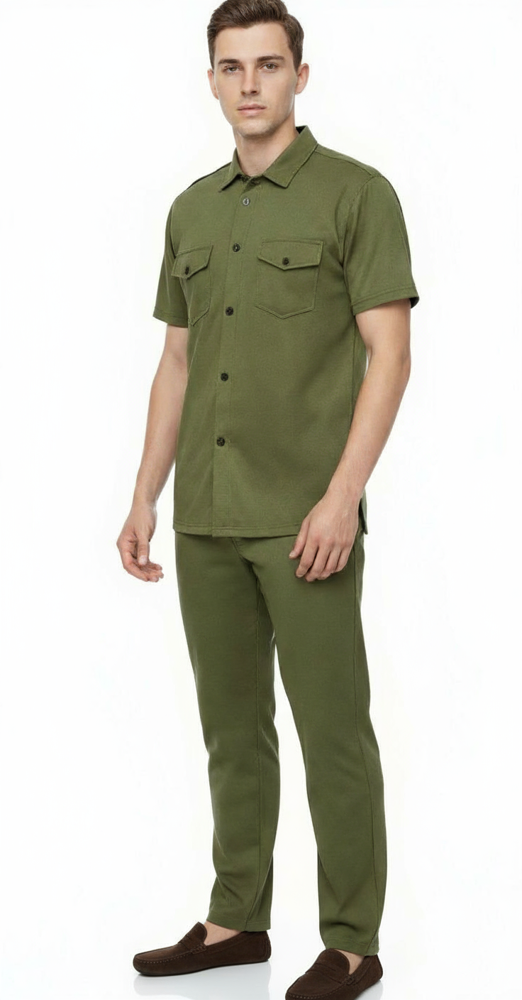 Men’s Safari Suit – Green Elvo By KA