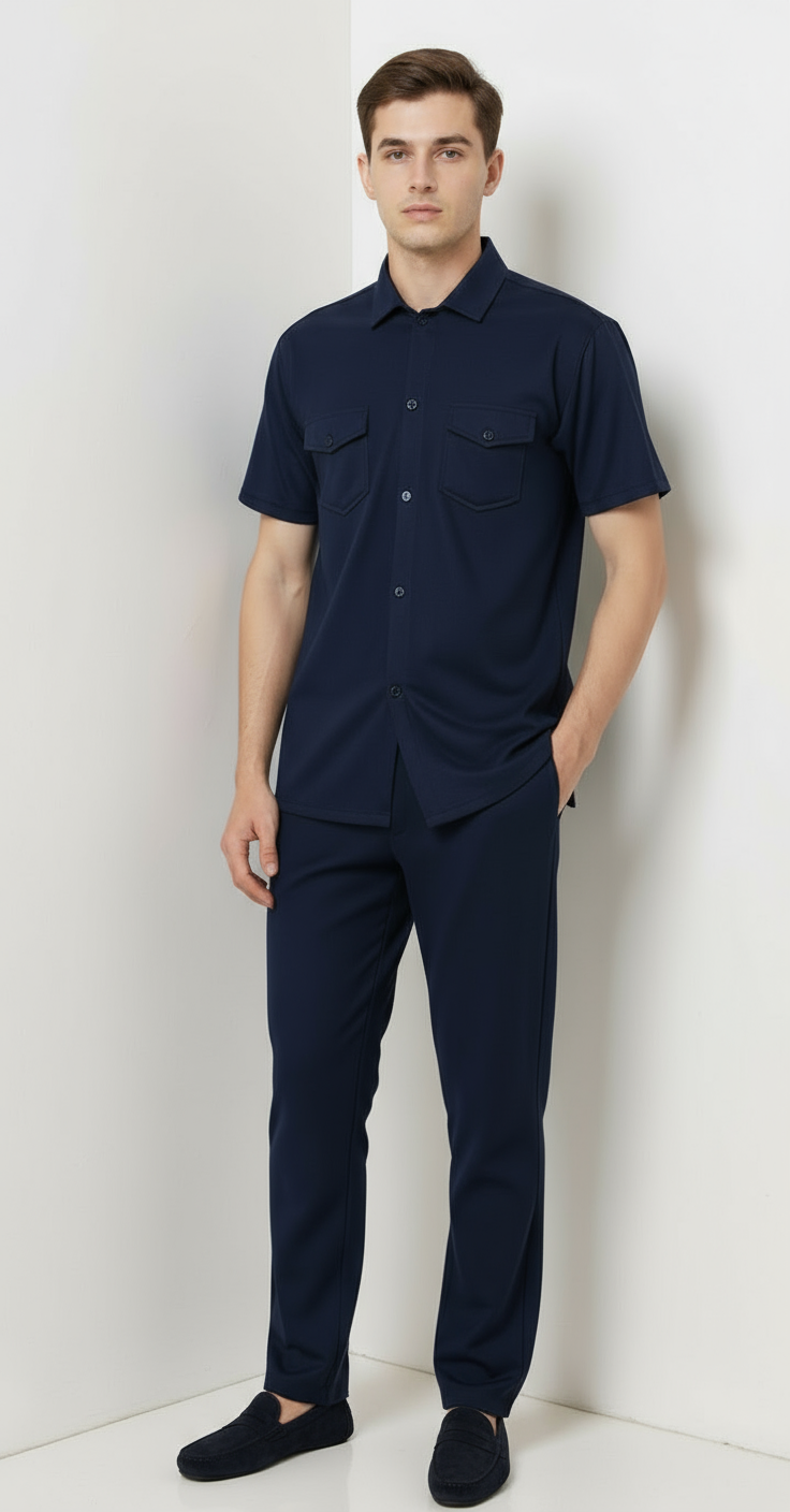 Men’s Safari Suit – Navy Blue Elvo By KA