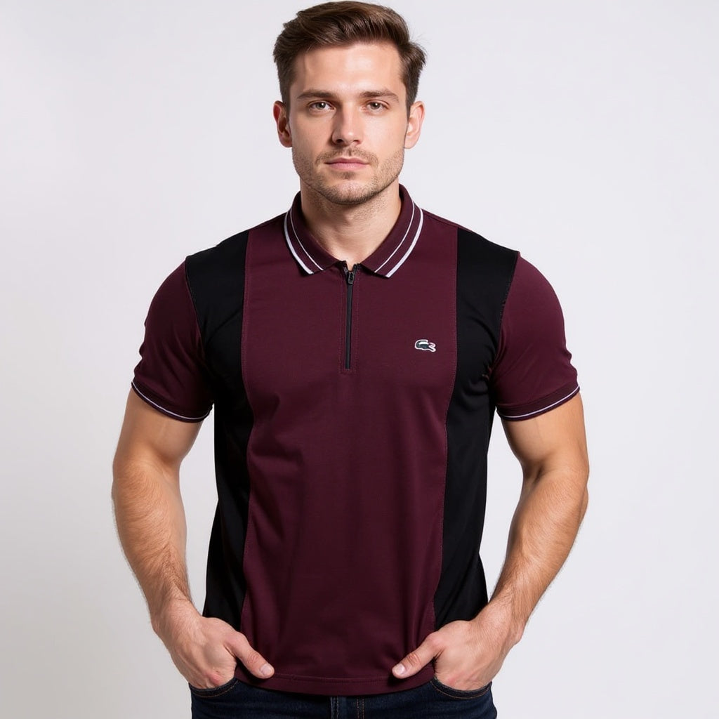 Maroon Black Polo – Trendy Men’s Wear Elvo By KA